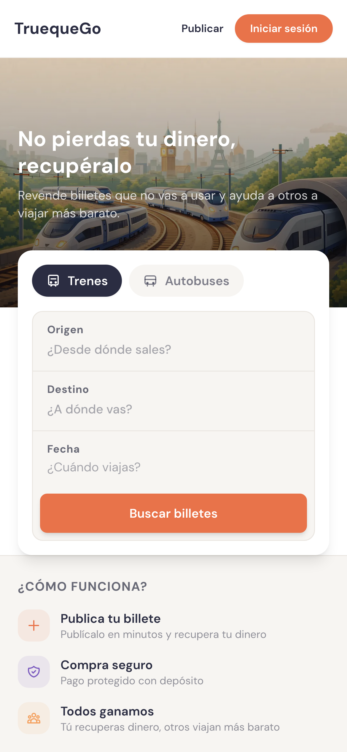 TruequeGo home on a phone